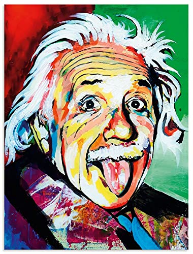 ARTland Wanddeko Wandbild Alu Verbundplatte für Innen & Outdoor Bild 45x60 cm Portrait Albert Einstein Zunge Symbol Physik Wissenschaft U4RL