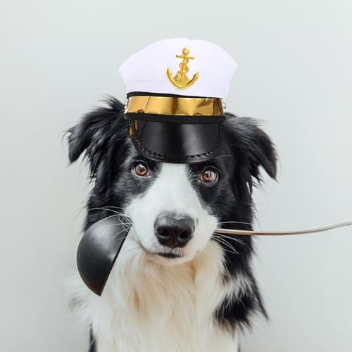 iplusmile 2 Stück Haustier-Hut Rollenspiel-Kostüm Halloween-Kostüm Foto-Requisiten Kapitänshut Für Hund Katze Geburtstagshüte Hunde-Matrosen-Kostüm Haustier-Kopfbedeckung