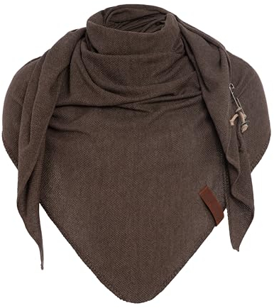 KNIT FACTORY - Lola Dreieckstuch - Fein Gestrickter Damen Schal - Tuch Schal - Für Frühling und Sommer - Baumwollmix - Urban Brown - 190x85 cm
