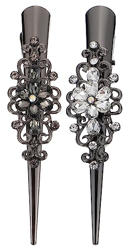 SOLUSTRE Strass Entenschnabel Haarklammern Metall 5.12In Glänzende Alligator Clips Für Hochzeit Party Alltag Eleganter Haarschmuck 2 Stück