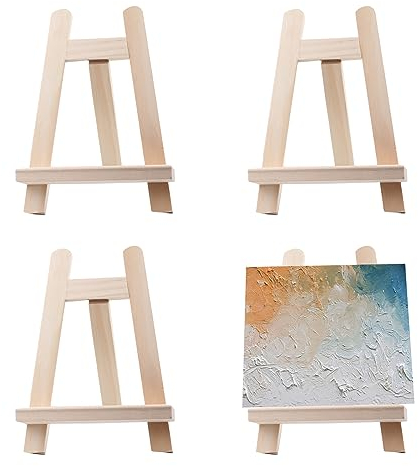 SPORWAY Mini Staffelei 4 Stück, Tischstaffelei Holz Kartenständer 15 x 20cm, Holzstaffelei Klein Staffeleien Hochzeit Staffelei Stände Bilderrahmen Halterung für Malen Zeichnen Kunstwerke Ausstellen