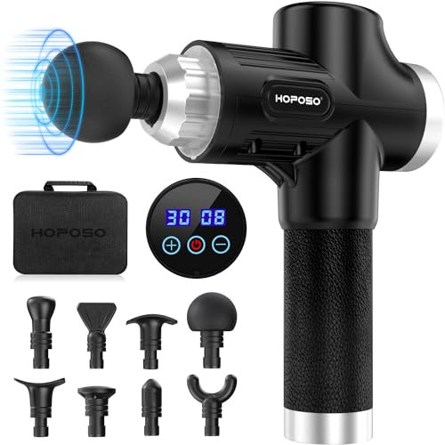 Pistola de Masaje Muscular, Eléctrica Masajeador Masajeadora Músculos de Tejido Profundo Hasta 4800 RPM 30 Velocidades 8 Cabezales Carga Tipo C Massage Gun
