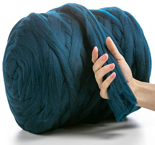 MeriWoolArt® XXL Merino Wolle Garn 4-5 cm Dick, Filzwolle Zum Trocken- und Nassfilzen, DIY Klobiges Garn für Decken, Baby Wolle, Arm Stricken, 500g
