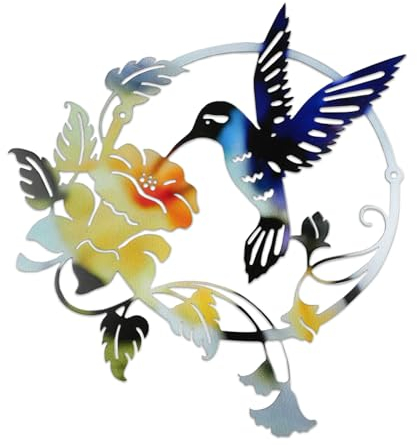 burkfeeg Decorazione Murale in Metallo 31x32 cm Colibrì Decorazione Murale Giardino Soggiorno Camera da Decorazioni Parete