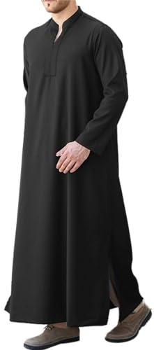 LVCBL Caftano da uomo, a maniche lunghe, caftano, da uomo, con tasche, vestibilità universale, M-3XL