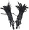 TASHELLS Fasching Schwarze Feder Armband，Karneval Kostüme Spitze Handschuhe，Mardi Gras Gothic Accessoires，Black Swan/Maleficent Kostüm Damen