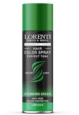 LORENTI TOKYO & SEOUL Color Haarspray Stunning Green - 150ml - Haar Farb-spray zum Verkleiden & Schminken für Karneval, Fasching, Halloween & Motto-Party - Haarfarbe Auswaschbar - Color Hair Spray