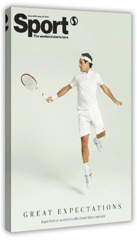 NWGACS Roger Federer 1 Leinwand-Poster, Wandkunst, Dekordruck, Gemälde für Wohnzimmer, Schlafzimmer, Dekoration, Rahmen-Stil, 60 x 90 cm