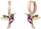 Einzelstück® Kolibri Hoops I 925 Sterling Silber Ohrringe im Vogel Design I Kreolen mit grünen und pinken Zirkonia Steinen I 14K Gold & Rosegold I Allergikerfreundlicher Echtschmuck