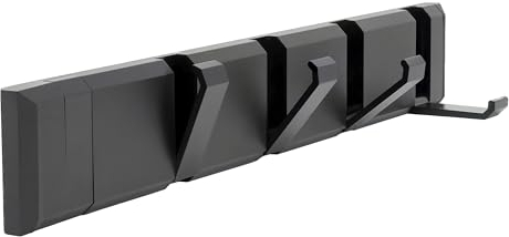 Aremigo® Fold 5 Kleiderhaken Wand mit klappbaren Haken [Platzsparend] für Ordnung in Ihrem Zuhause [5 Haken] Anthrazit | Gardarobenhaken | Gardarobenleiste | Hakenleiste