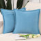 Madizz 2er Set Fransen Chenille Schlicht Zierkissenbezüge Modern Kissenbezug Kissenhülle Sofakissen Lendenkissen für Sofa Schlafzimmer Blau 45x45 cm