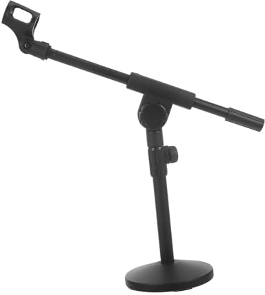 ifundom Verstellbarer Tischmikrofonständer und Verstellbarem Arm aus Eisen mit Rundem Fuß Kompakt und Einfach zu Bedienen für Desktop und Podcast