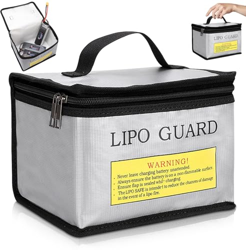 WPPQWP Lipo Bag Feuerfeste, Explosionssichere Akku Tasche Feuerfest, Lipotschutztaschefür Laden und Aufbewahren von Batterien(21,5x16,5x14,5cm)