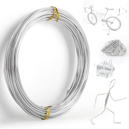 MEGAVOW 1.5mm x 10m Filo per Gioielli in Alluminio, Filo Modellabile per Fioristi Perline Collane Nigiotteria, Fili Metallici per Creazione di Gioielli, Confezioni Regalo, Argento