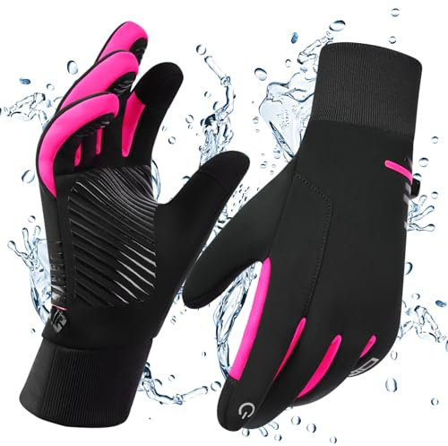 KynciLOR wasserdichte Winterhandschuhe für Männer, Motorrad-Winterhandschuhe für Frauen, Touchscreen, rutschfestes Silikon, Thermohandschuhe zum Skifahren, Radfahren, Laufen
