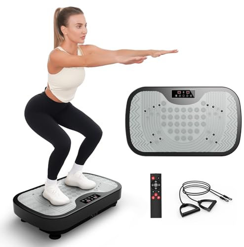 JOROTO JV30 Vibrationsplatte | Ganzkörper-Workout für zu Hause | 9 Schüttelmodi | 99 Vibrationsstufen | mit Widerstandsbändern Fernbedienung | Belastbarkeit 150kg | Gewichtsverlust | Toning