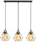 iDEGU 3 Luces Lámpara Colgante Vintage Industrial Iluminación Colgante E27 de Metal Retro Pantalla Diseño Jaula 16cm Luz Colgante Retro Lámpara de Techo para Comedor Cocina Salón Cafetería (Bronce)