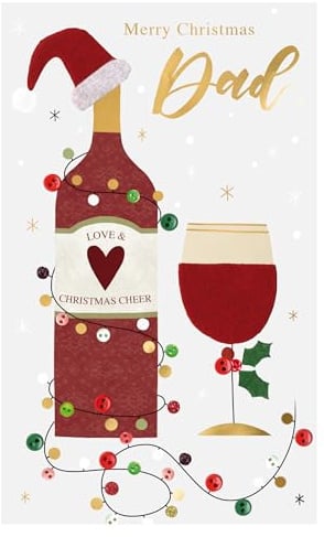 Merry Christmas Dad Felt-Tastic Red Wine Hand-Finished Christmas Greeting Card XFTS061