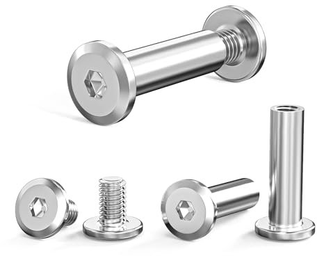 ORTAVA 30 Stück Verbindungsschrauben M5 x 20 mm (30 x Möbelschrauben, 30 x Hülsenschrauben), Edelstahl A2 V2A Schrankverbinder, Möbelverbinder, Schränken, Holzbrettern