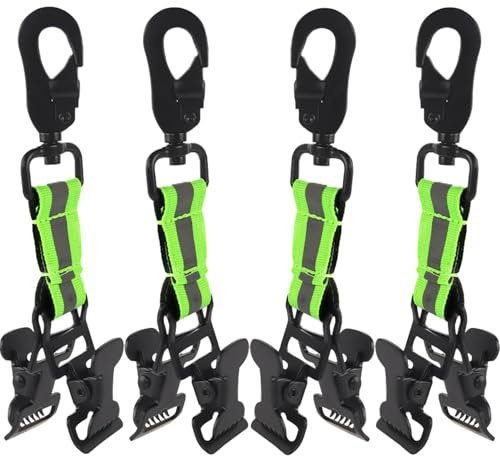 Cerkkapo 4 Pcs Porte Gants de Travail de Pompier,Double Pince Pince Gants de Travail,Clips de Gants avec Mousqueton, pour travailleurs Pompiers Chantiers suspendre gants et serviettes (vert vif)