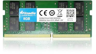 DDR4 2666MHz Laptop Memoria RAM 8GB CL19 SO-DIMM Wlizedle Modulo di Memoria PC4-21300 260-Pin 1.2V Non-ECC 2Rx8 Upgrade Notebook Memory per Computer Portatile, Verde