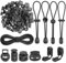 10m Elastische Gummischnur 3mm, Gummiband Rund Schnur Elastische Gummiseil mit 40 Kordelstopper Kordelklemme 40 Kordelstopper Schwarz Gummikordel für Kordelzug Rucksack Bekleid Wäscheleinen (10M)