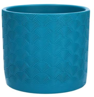 INNA-Glas Pflanzentopf FERDINANTA mit Muster, Keramik, türkis-matt, 12,3cm, Ø13,5cm - Keramik Übertopf