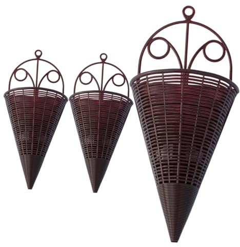 WEKADRIN Cesto Portafiori Sospeso in Rattan Da 3 Pezzi Decorazione Rustica Per Balcone Versatile Per Riporre Oggetti