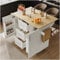 Zubaliya Isla de cocina moderna 135 × 46 – 74 × 90,8 cm, con banco de trabajo plegable, toallero y estante para especias, aparador de cocina con 3 cajones, carrito de comedor, buffet de comedor, color