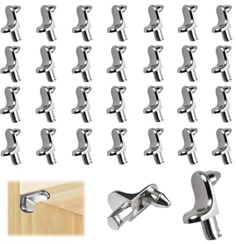 60 Pièces Support pour Étagère, L Forme 5 mm Taquet Etagere Broches Cheville, Alliage de zinc Support d'étagère pour Meubles Armoire Bibliothèque