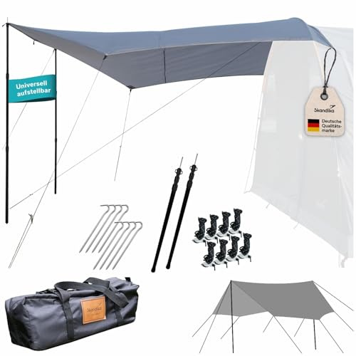 Skandika Sonnensegel Spirit 330 x 310 cm | Wetterschutz mit Teleskopstangen, wasserdicht 3000 mm Wassersäule, UPF 50+ | Sonnenschutz, Vordach für Zelt, Camping, Outdoor, Wandern, Garten