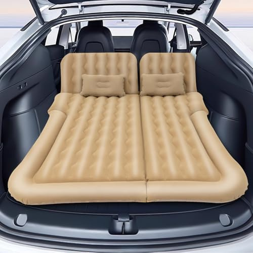 PINYELIN Beige/Graue Luftbett 2 Personen mit Eingebauter Pumpe, 174x126CM Aufblasbare Matratze mit Kissen, Selbstaufblasend Luftbett für Camping Haus Gäste Reisen(250kg MAX) (Beige)