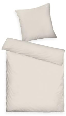 Tom Tailor Satin-Bettwäsche, 70x90 cm + 140x200 cm, 100% Baumwolle, mit Paspel und Logo-Stickerei, mit Reißverschluss, FINE Stripes Beige, Weiß (Sunny Sand & Off White)