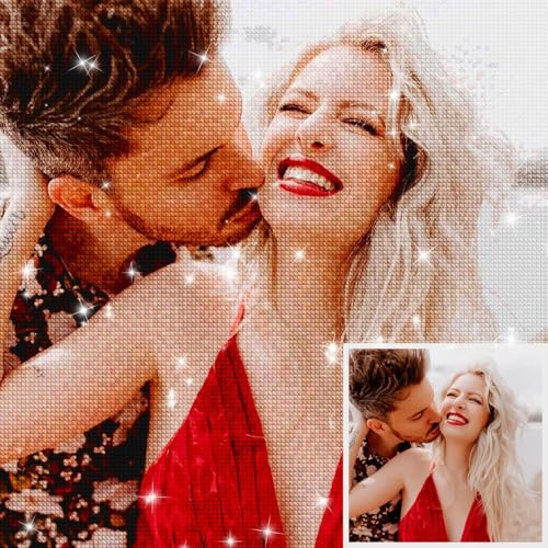 HOBULL Diamond Painting Personalizado Foto - Pintura de Diamantes Personalizada DIY 5D Diamond Painting Kit Completo, Custom Diamantes Embroidery, Diamante Pinturas Artes Decoración de la Pared