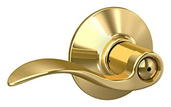 Schlage F40 V ACC 605 Accent Door Lever, Bed & Bath Privacy Lock, Bright Brass
