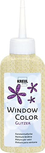 KREUL 42727 - Window Color glitzer gold 80 ml, glitzernde Fenstermalfarbe auf Wasserbasis, für glatte Oberflächen wie Glas, Spiegel und Fliesen