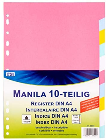 TSI 64510 Register aus stabilem Manila-Karton 10-teilig, Taben