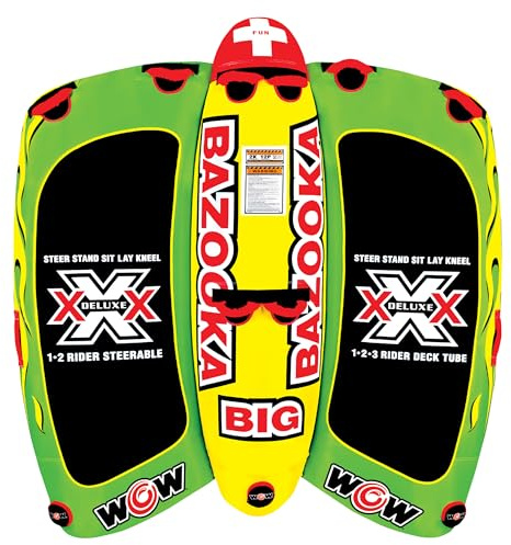 WOW Sports Big Bazooka Abschleppbare DeckTube für Bootfahren 1 2 3 oder 4 Personen