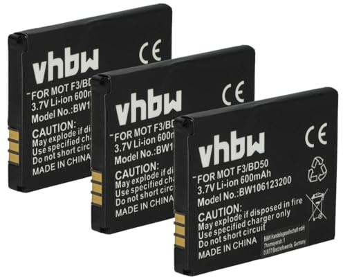 vhbw 3X Akku kompatibel mit AVM Fritz!Fon C4 | MT-F, EM325, EM25, M325, M2, MT-F 2000, C5 schnurlos Festnetz Telefon (600 mAh, 3,7 V, Li-Ion)