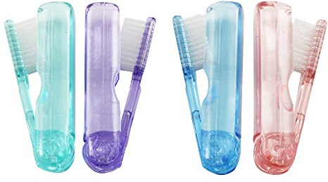 com-four® 4er Set Reisezahnbürste optimal zum Reisen oder Campen die Zahnbürsten passen in so gut wie in jedes Handgepäck