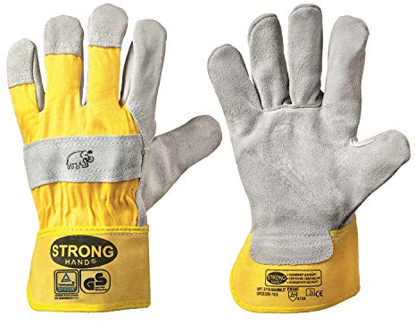 Stronghand Unisex Mammut Leder Arbeitshandschuhe, gelb-grau, Größe 10
