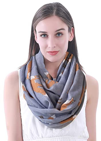 Lina & Lily Fuchs Fox Damen Loop Schal Schlauchschal (Grau)