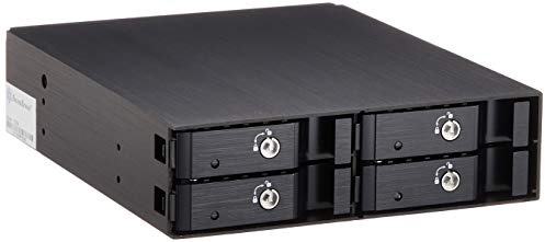SilverStone SST-FS204B, trägerloser 5, 25 Aluminium Hot Swap Festplatten-Wechselrahmen für 4 x 2, 5, Statusanzeige, schwarz