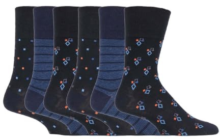Gentle Grip - 6er Pack Herren Farbig Bunt Muster Socken Ohne Gummi Bund