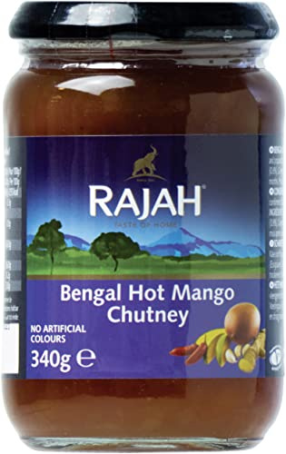Rajah Bengal Mango Chutney – fruchtig, scharf, leicht sauer – Ideal zum Würzen von Fleisch, Fisch, Käse oder als Dip – 2 x 340 g