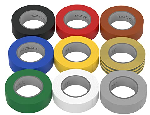 AUPROTEC 9X Isolierband 15mm x 10m VDE Isoband PVC Elektriker Klebeband Sortiment/Set 9 Farben DIN EN 60454-3-1