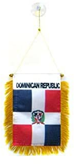 AZ FLAG BANDERIN de la REPÚBLICA Dominicana 15x10cm con Ventosa - BANDERINA Dominicana 10 x 15 cm para Coche