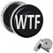 Treuheld | Ohrstecker zum Schrauben - WTF - What The Fuck - schwarz-weiß - Ø 10mm Silber - Motiv Fake-Plug Edel-Stahl Ohr-Ringe - Chirurgen-Stahl 316L Fake-Tunnel - Gewinde Ohr-Stecker - Da F***