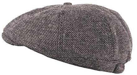 Heritage Traditions Wool Blue Tweed Panel Peak Newsboy Cap, Tweed Hat (Grey)