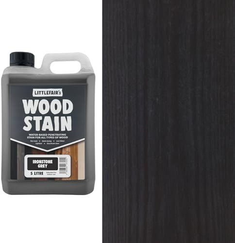 Littlefair's Wood Stain Water-Based - (Ironstone Grey) – Non-Toxic, Eco-Friendly & Quick Drying - Easy-to-Apply, Concentrated Formula for All Wood Types – 5 LTR